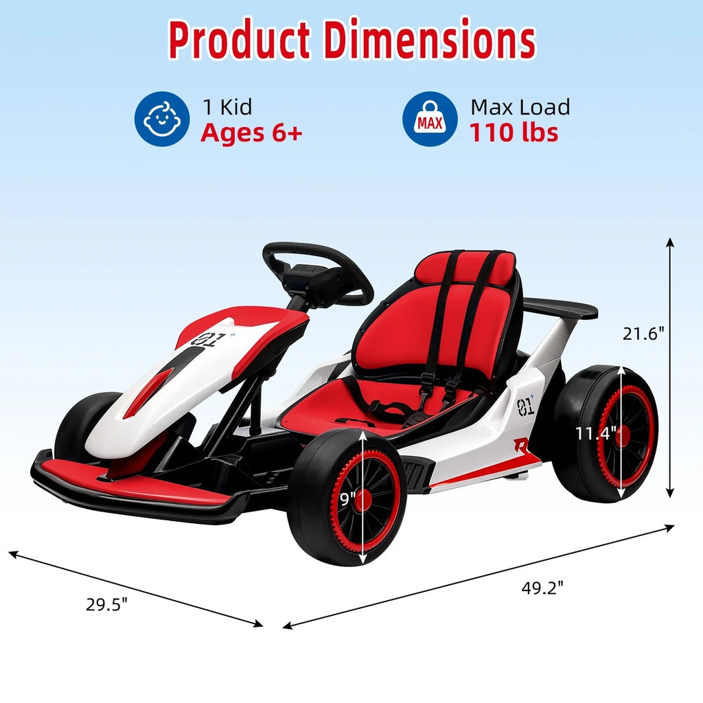 2026 New24V Drift Kart with 2X150W Strong Motor, 7AH Big Battery, Electric Pedals, Electric Go Kart Outdoor Race Toy