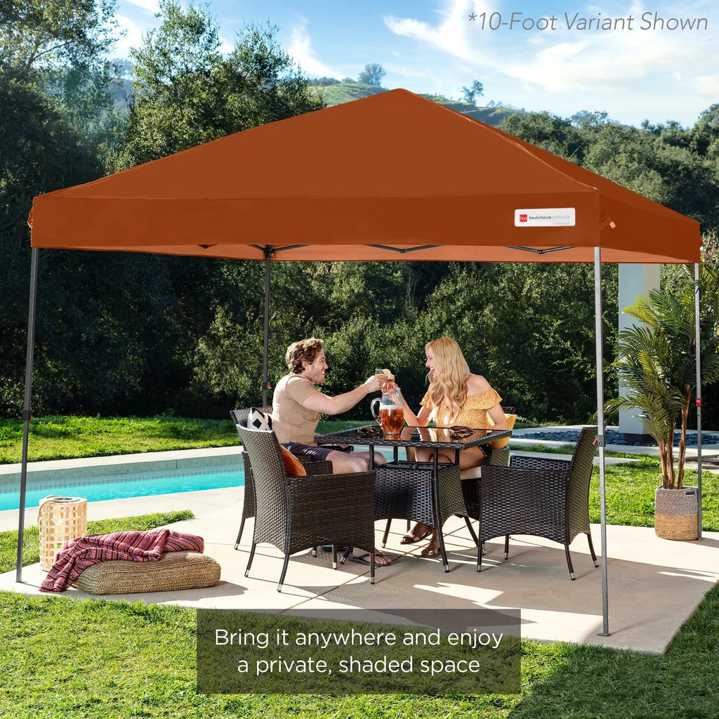 2026 NewBest Choice Products 12x12ft Easy Setup Pop Up Canopy w/ 1-Button Setup, Wheeled Case, 4 Weight Bags - Navy Blue