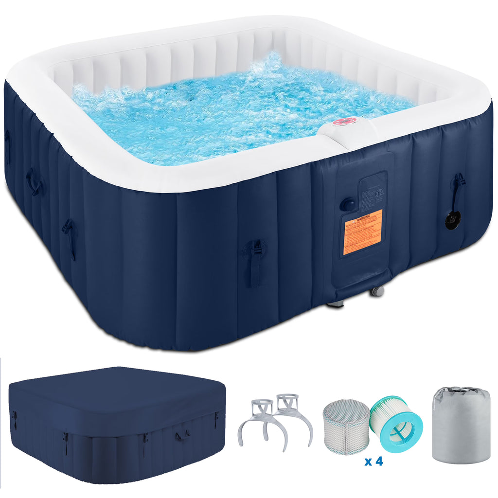 2026 New73 inch 4-6 Person Inflatable Hot Tub Spa with Control Panel, Outdoor Portable Hottub with 130 Jets, Insulated Tub Cover and Floor Protector, Temperature up to 104" F, Gray