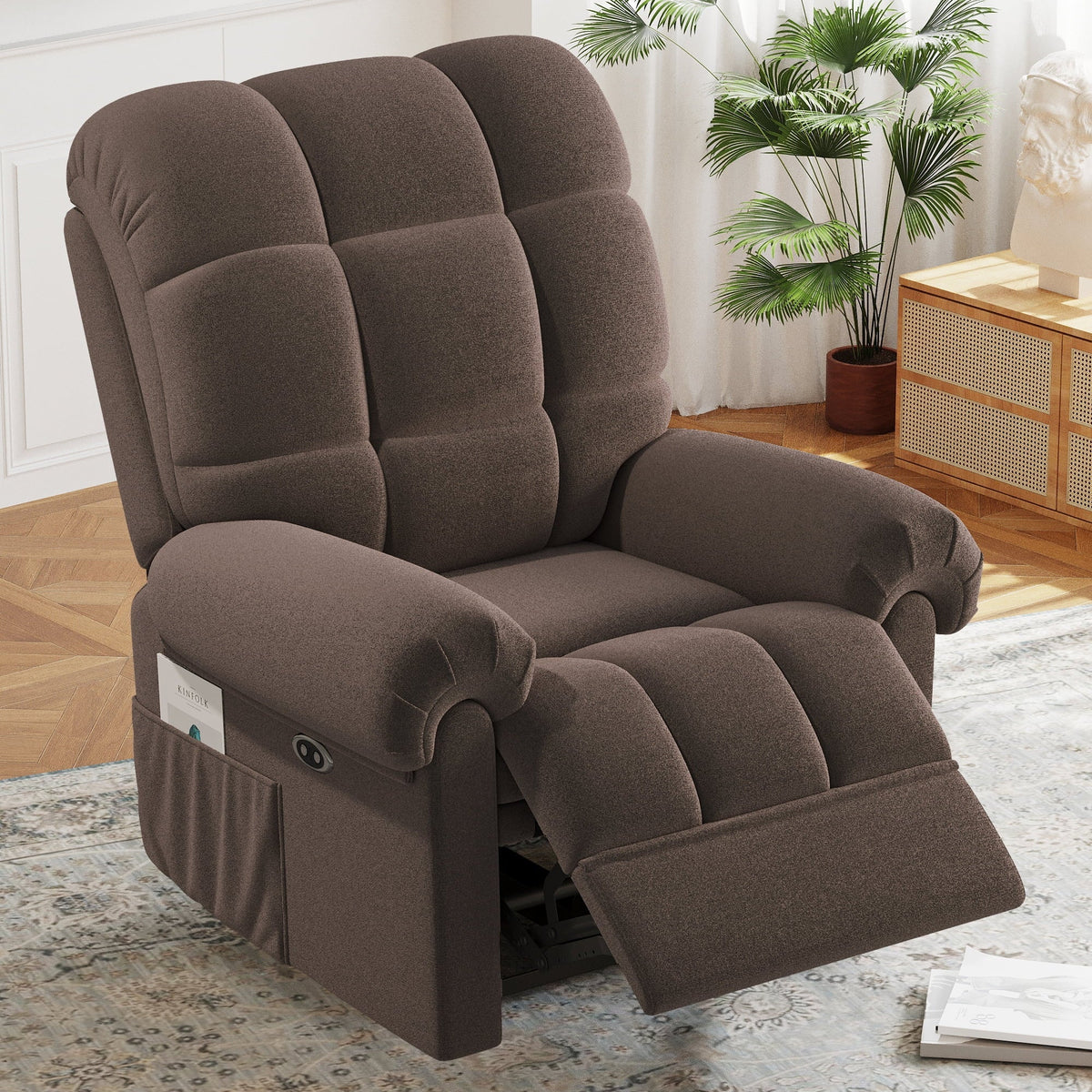 2026 NewPower Recliner Chair,Electric Recline Sofa Chair for Adults with USB Port,Comfy Teddy Fleece Adjustable Cloud Sofa,Tool-Free Setup,Beige White
