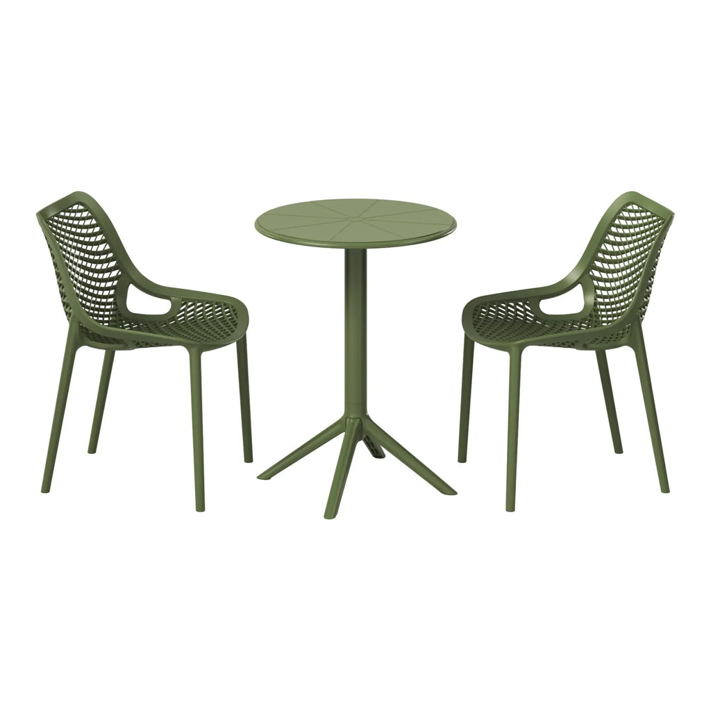 2026 NewWestinTrends Playa 3-Piece Outdoor Resin Patio Bistro Set with Stackable Patio Dining Side Chairs, Olive Green