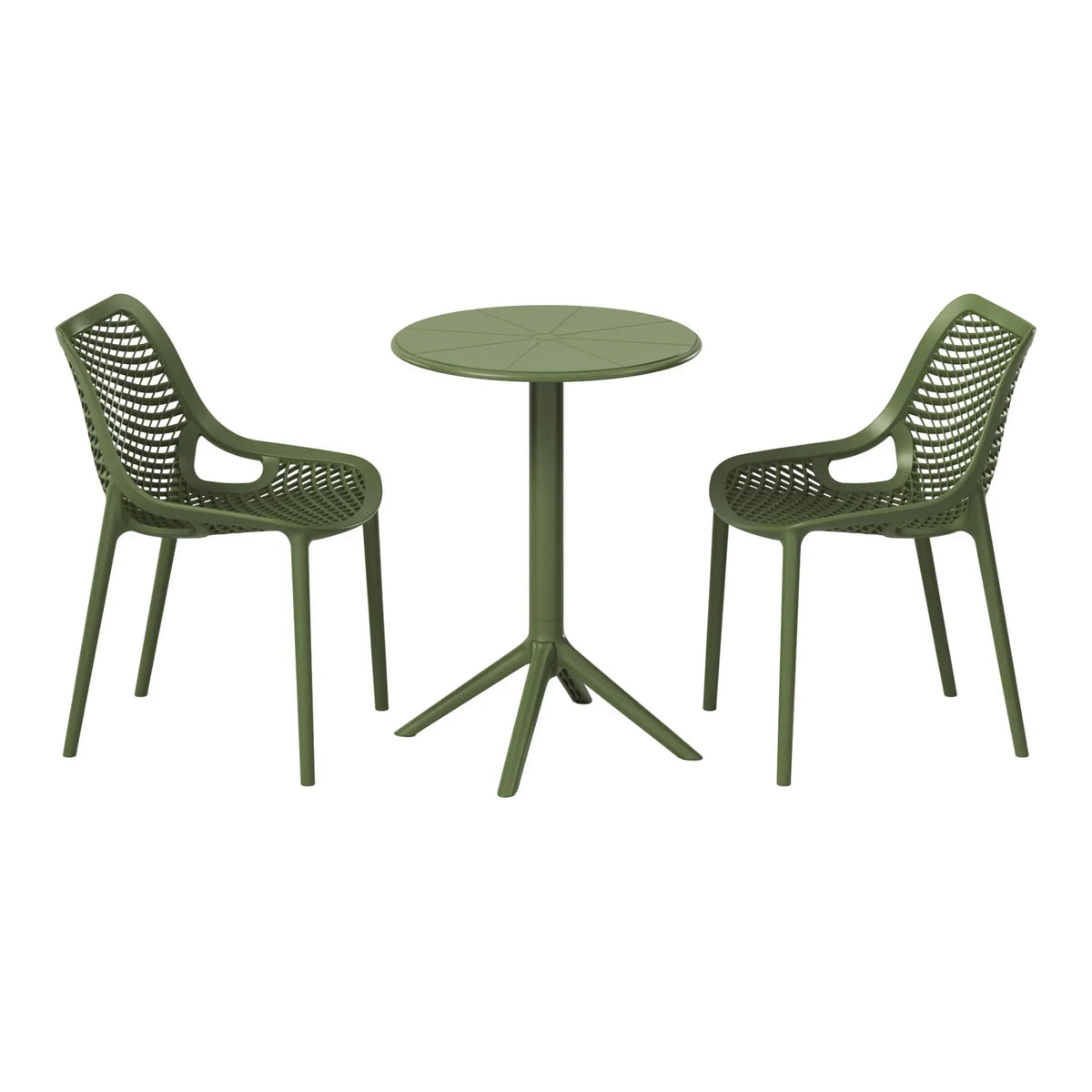 2026 NewWestinTrends Playa 3-Piece Outdoor Resin Patio Bistro Set with Stackable Patio Dining Side Chairs, Olive Green
