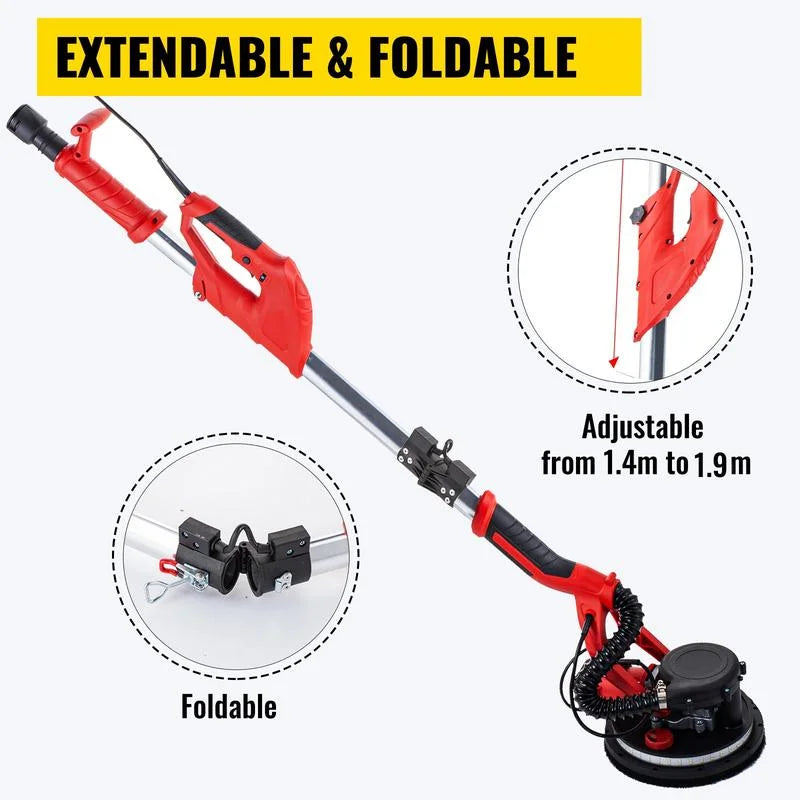 2026 NewDrywall Sander 850W, Electric Drywall Sander, Electric Sander, with LED Strip Light and Vacuum Bag, Variable Speed 800-1750 RPM, Foldable Sheetrock Sander, with Telescope Handle, Wall Sander