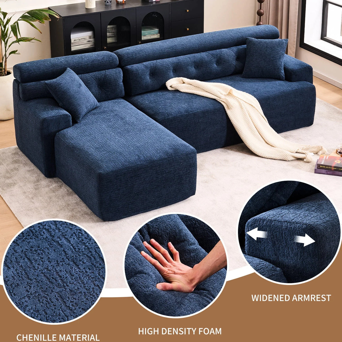 2026 New4 Compression, Antique Blue - Home Decor With Wider, Deep Seat & Elevated For Chic Living Couch Room Furniture Deeper Back Relax