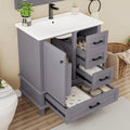 2026 Armario de Baño Lcoho 76 x 46 x 83,5 cm con Lavabo, Lacado Completo, Estantería para Puerta, Tres Cajones Silenciosos, Lavabo de Cerámica Integrado (Gris)