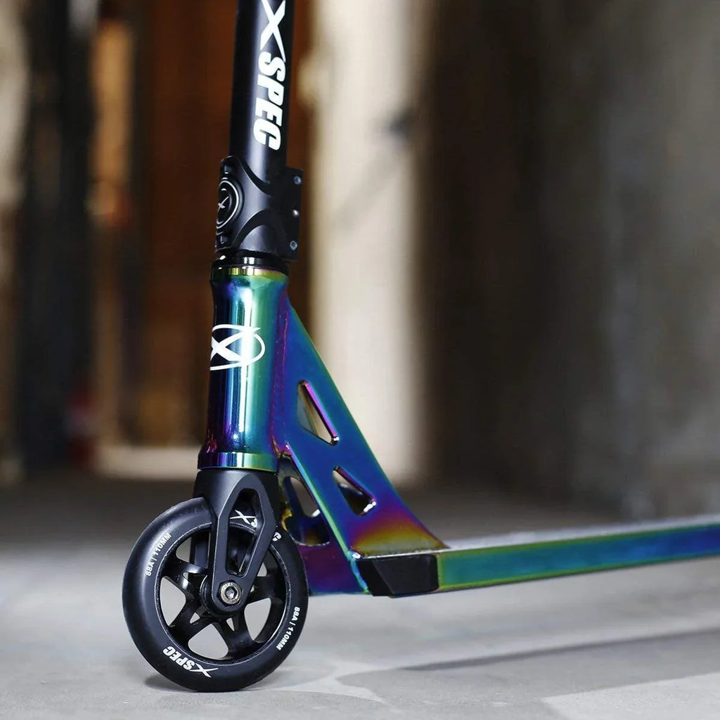 2026 NewXspec Oil Slick Neo Chrome Pro Stunt Kick Scooter. Rainbow Trick Scooter