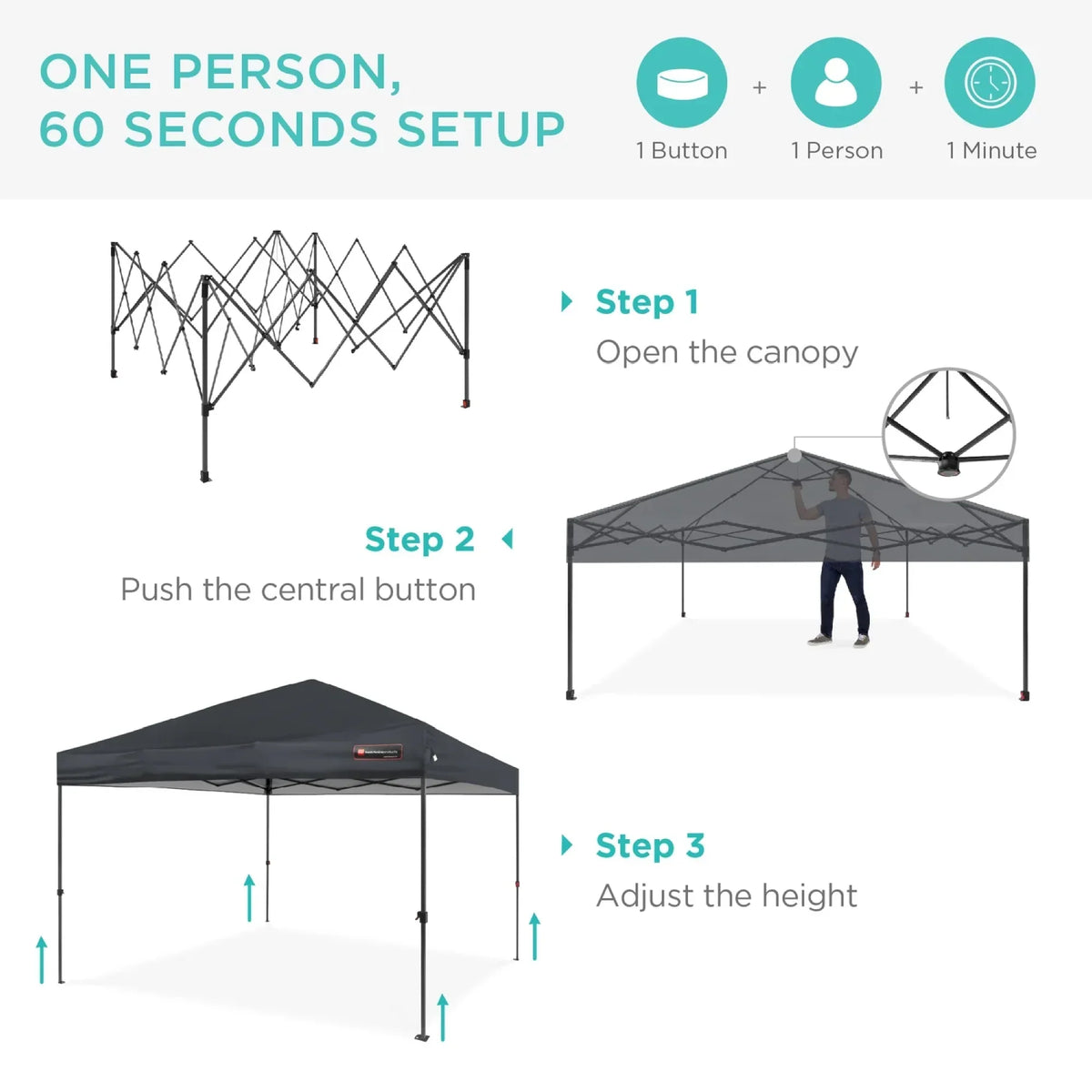 2026 NewBest Choice Products 12x12ft Easy Setup Pop Up Canopy w/ 1-Button Setup, Wheeled Case, 4 Weight Bags - Navy Blue