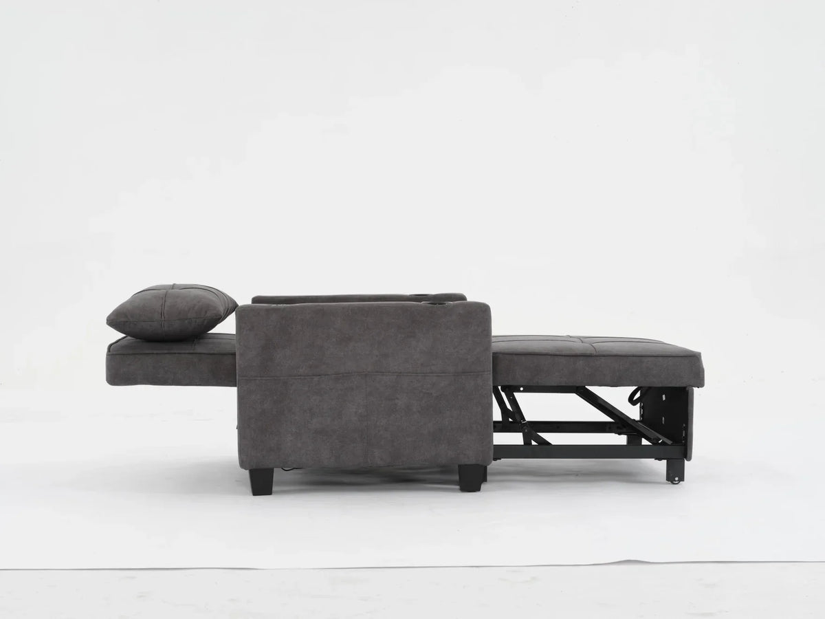 2026 NewConvertible Futon Sofa Bed, 3-in-1 Multi-Functional Sleeper Chair Bed with USB Ports, Adjustable Backrest Recliner,for Living Room Bedroom Small Space, Tech Cloth, Dark Grey