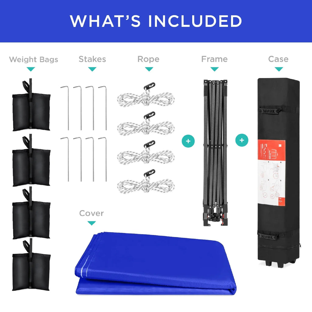 2026 NewBest Choice Products 12x12ft Easy Setup Pop Up Canopy w/ 1-Button Setup, Wheeled Case, 4 Weight Bags - Navy Blue