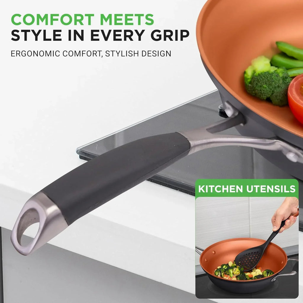 2026 New54-Piece Kitchen Cookware Set �C Complete Non-Stick Ceramic Pots and Pans Set with Utensils, Bakeware, and Knife Set, Gas, Electric & Induction Compatible, Blush Pink Kitchen Essentials