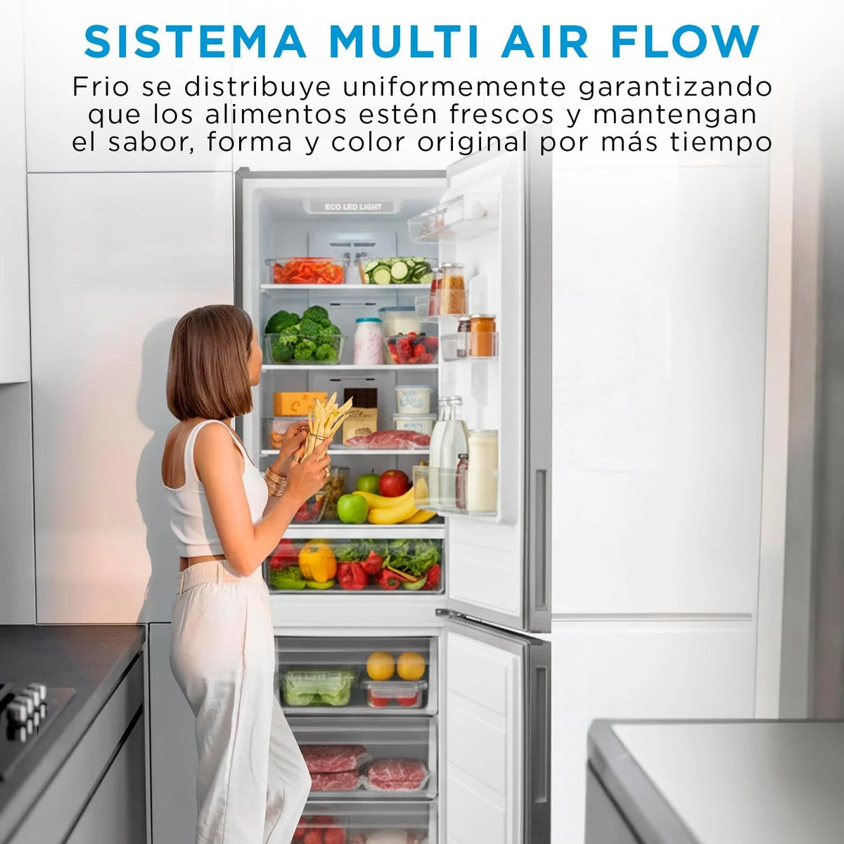 2026 Midea Frigorífico Combi No Frost | 60 cm ancho x 188 alto cm | Inox | Nevera libre instalación 224 L 86 L Congelador - Refrigerador de bajo consumo con congelador vertical