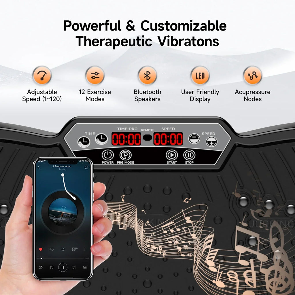 2026 NewLNOW Full Body Vibration Plate Exercise Machine for Lymphatic Drainage, Muscle Toner with Bluetooth & Massage Pedals, Workout Vibration Platform for Home Fitness 400lbs