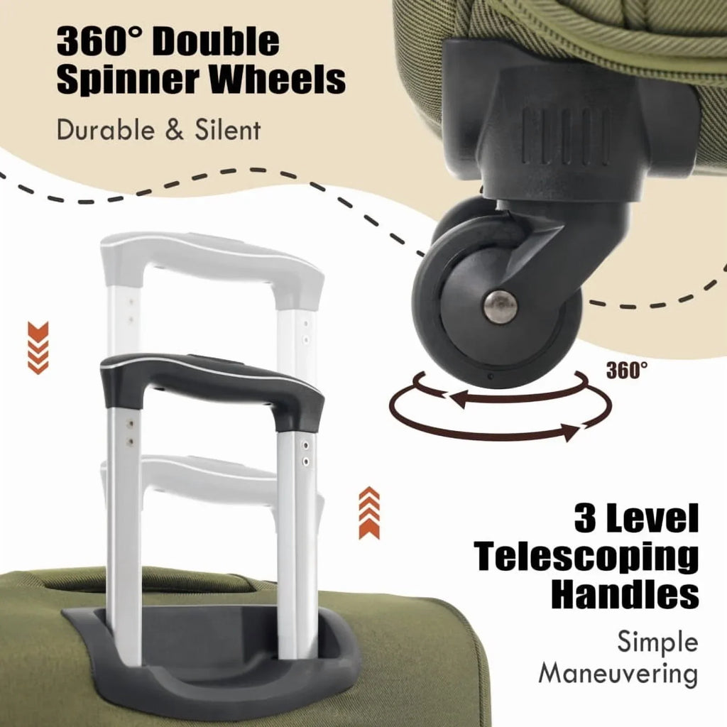 2026 NewSoftside Luggage Expandable 3 Piece Set Suitcase Upright Spinner Softshell Lightweight Luggage Travel Set