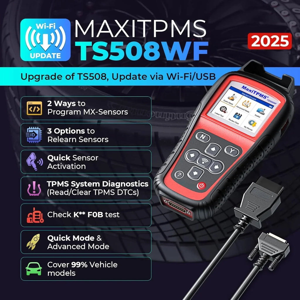 2026 NewMaxiTPMS TS508WF TPMS Tool, 2025 Enhanced Wi-Fi Ver. of TS508 TS501 PRO TS408S TS601, MX-Sensor TPMS Progamming Tool, TPMS Diagnosis/Reset TPMS Relearn Tool, Read/Clear TPMS DTCs