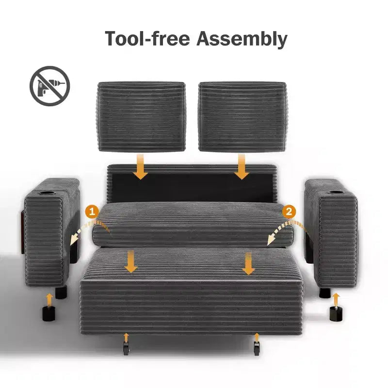 2026 Dyonery Sofá cama 4 en 1 de 65,5" con respaldos ajustables, carga USB/Type-C, portavasos y bolsillos, verde