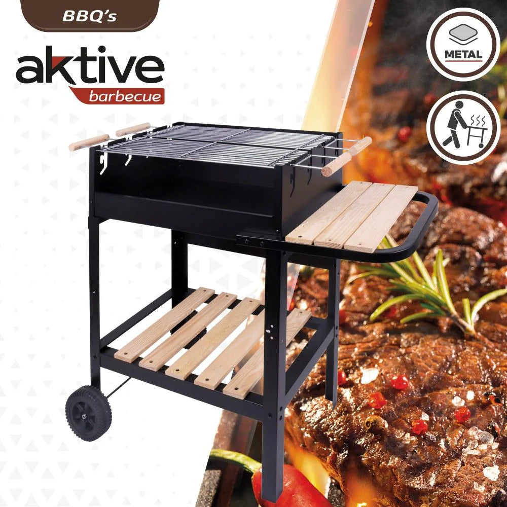 2026 Barbacoa Carbón Madera Doble Parrilla Aktive