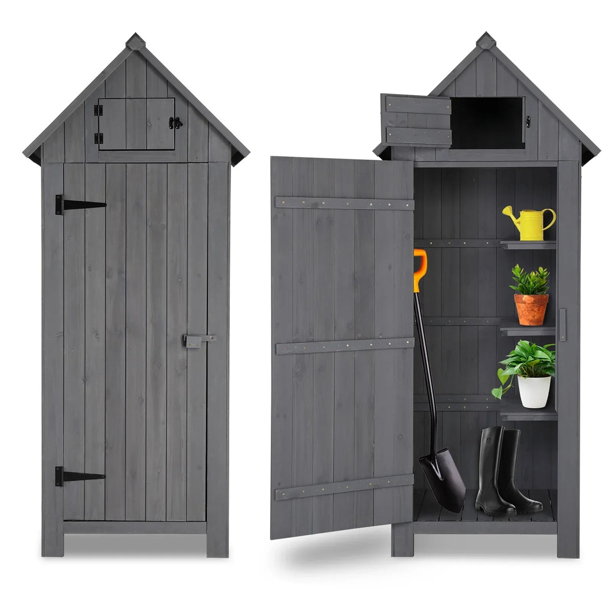 2026 NewiTopRoad 70in Outdoor Storage Shed for Garden Tools, Wooden Patio Shed Lockers