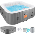 2026 New73 inch 4-6 Person Inflatable Hot Tub Spa with Control Panel, Outdoor Portable Hottub with 130 Jets, Insulated Tub Cover and Floor Protector, Temperature up to 104" F, Gray