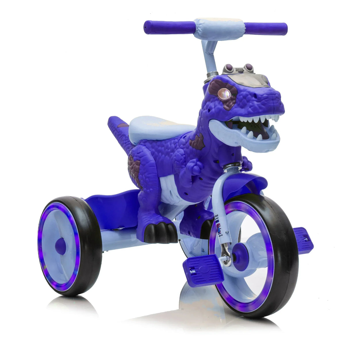 2026 NewXuanlur Kids Ride on Dinosaur Tricycle, Toddlers Kid Trike with Wide Flash Wheels, Anti-Slip Pedals, Rear Basket, Music & LED Lights, Toddler Bike Toys Gift for 3-6 Year Old Boys & Girls (Green)