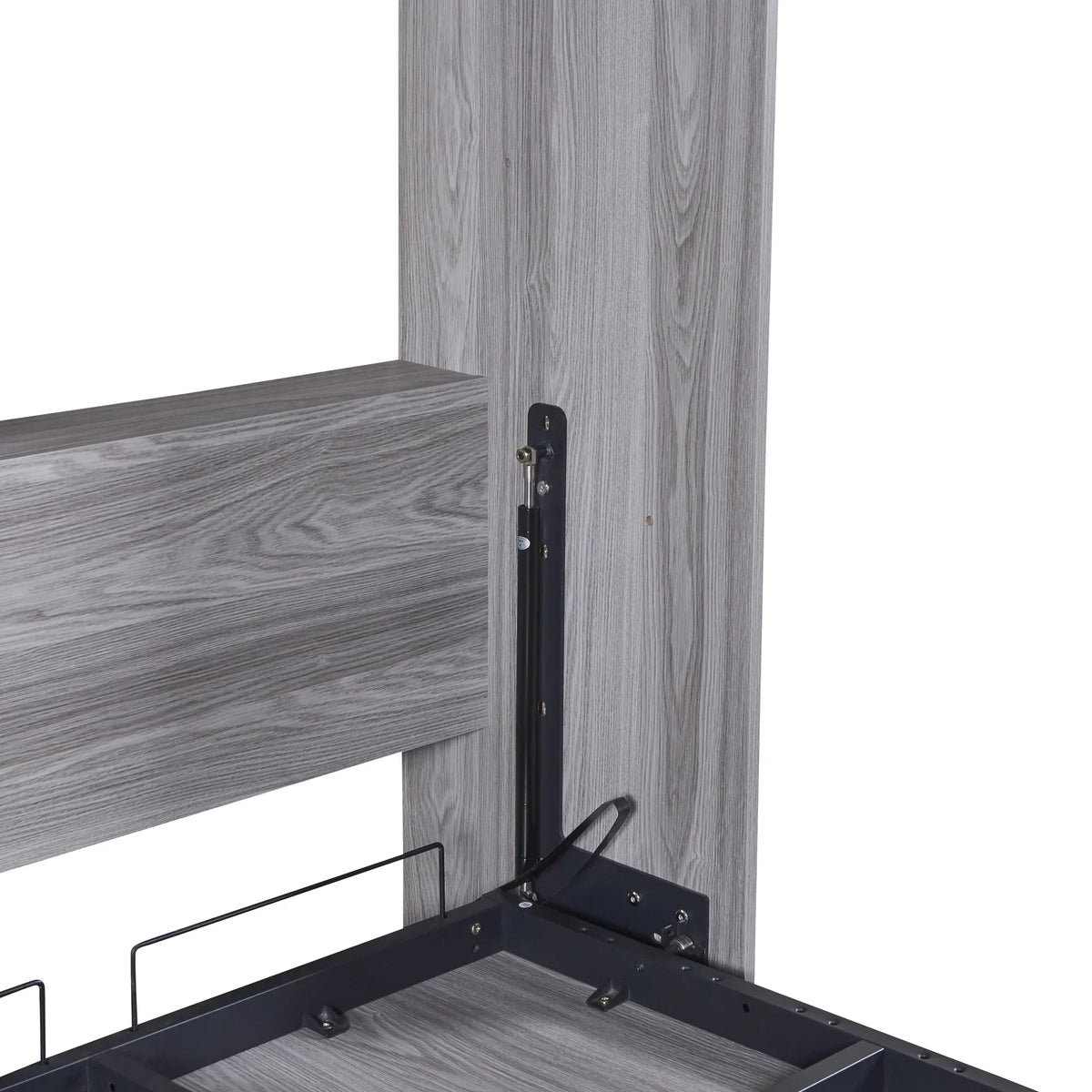 2026 NewEuroco Pine Wood Twin Size Murphy Bed, Convertible Wall Bed into A Cabinet, Gray