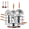 2026 NewCarote 23-Piece Tri-Ply Stainless Steel Cookware Set with Lids, Nonstick Induction Compatible Pots & Pans Set, Oven Safe