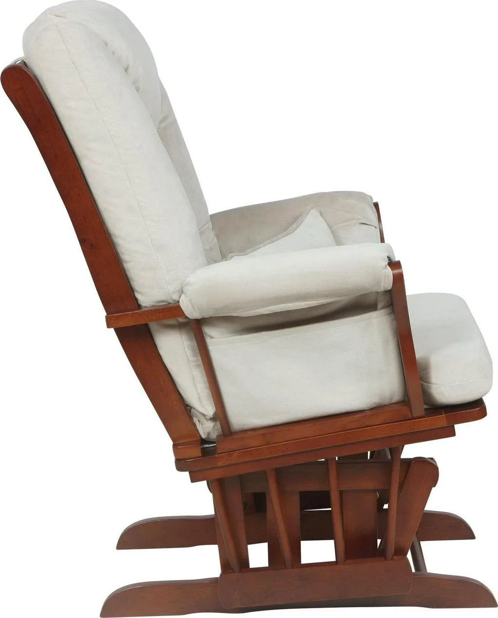 2026 NewAFG Alice Glider and Ottoman with Pillow. Espresso Finish with Beige Cushions