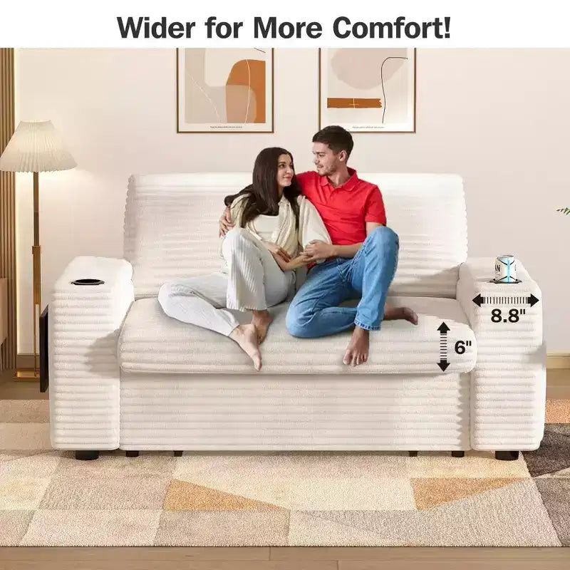 2026 Dyonery Sofá cama 4 en 1 de 65,5" con respaldos ajustables, carga USB/Type-C, portavasos y bolsillos, verde
