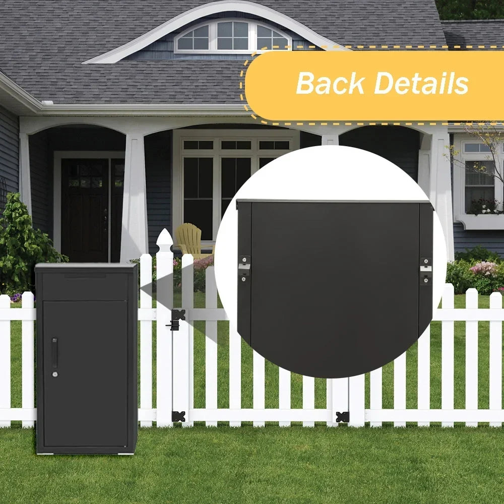 2026 NewAECOJOY Package Delivery Boxes for Outside Parcel Drop Box Outdoor Storage Box Wall Mounted Express Mail Package Delivery Box 17" x 16" x 38.3" Black
