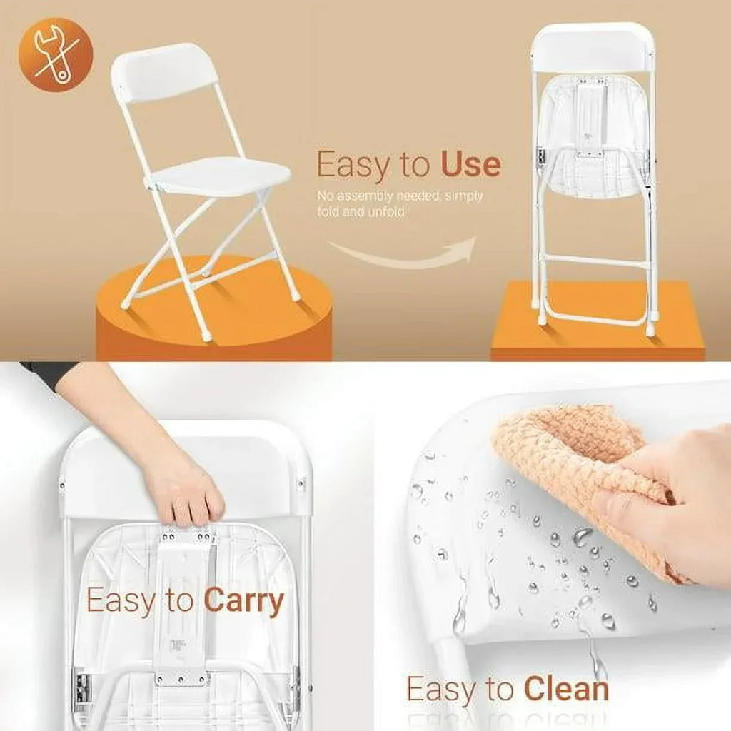 2026 NewKtaxon 10 Pack Commercial Plastic Folding Chairs Stackable Wedding Party Chairs for Adults, White