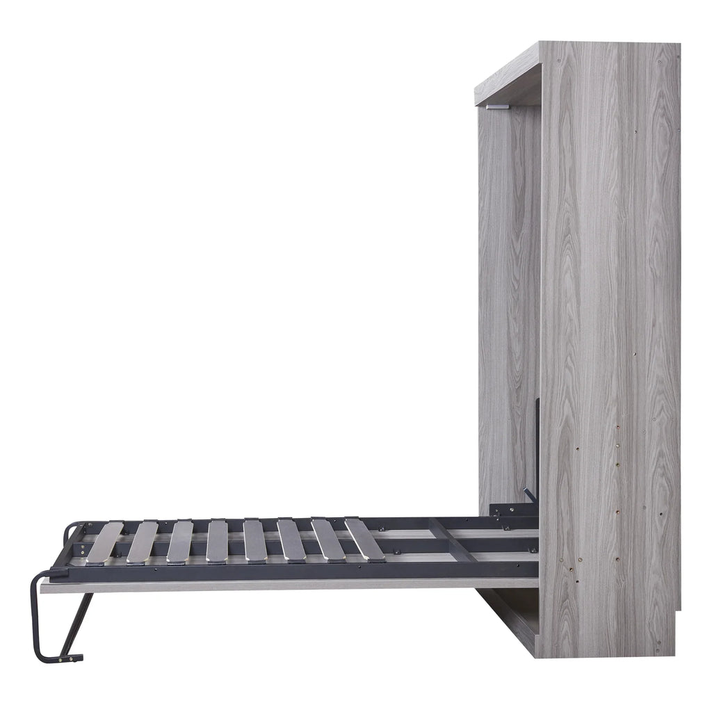 2026 NewEuroco Pine Wood Twin Size Murphy Bed, Convertible Wall Bed into A Cabinet, Gray