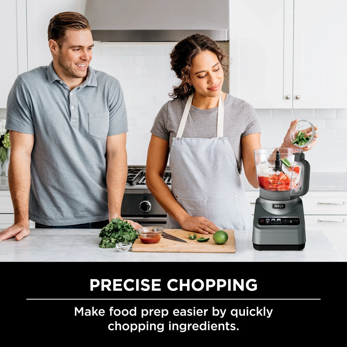 2026 NewNinja Professional 9 Cup Food Processor, 850 Watts, Auto-iQ 3 Presets, Chop, Dough, Slice, Shred, BN600 Silver