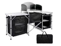 2026 NewInch Aluminum Portable Fold-Up Camping Kitchen with Windscreen and 5 Enclosed Cupboards, Cook Station, for BBQ, Camping, Picnic, Backyard