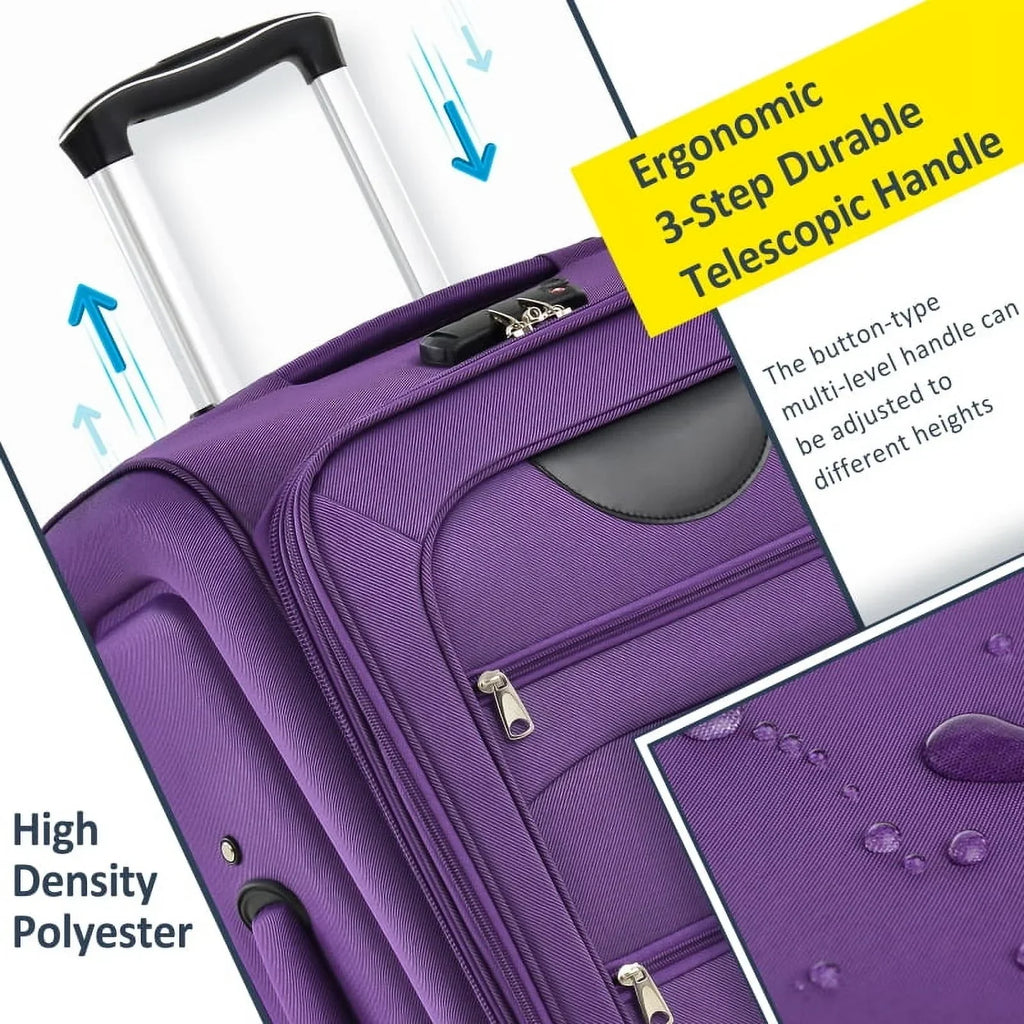 2026 NewSoftside Luggage Expandable 3 Piece Set Suitcase Upright Spinner Softshell Lightweight Luggage Travel Set
