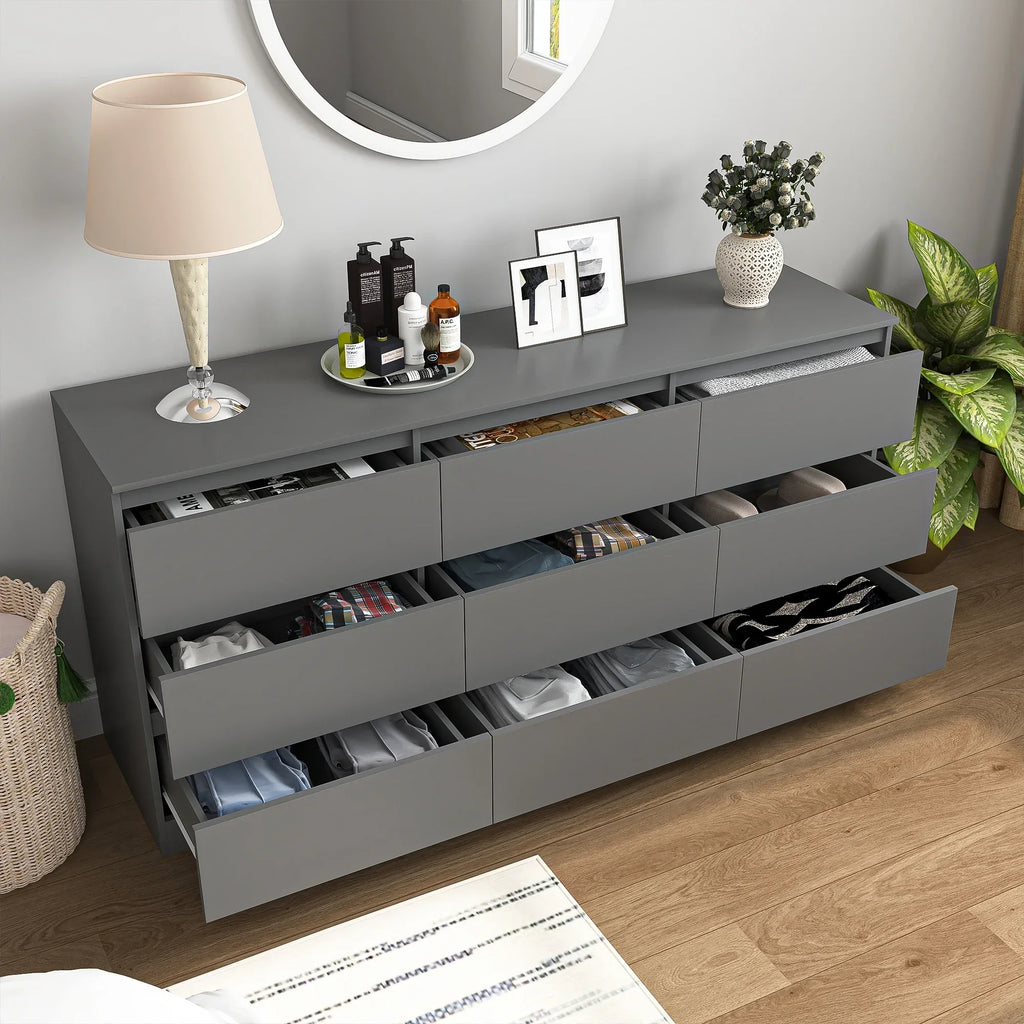 2026 NewResenkos Modern Mid Century 6 Drawer Wide Dressers Chests for Bedroom, Chest of Drawer Organizer Grey