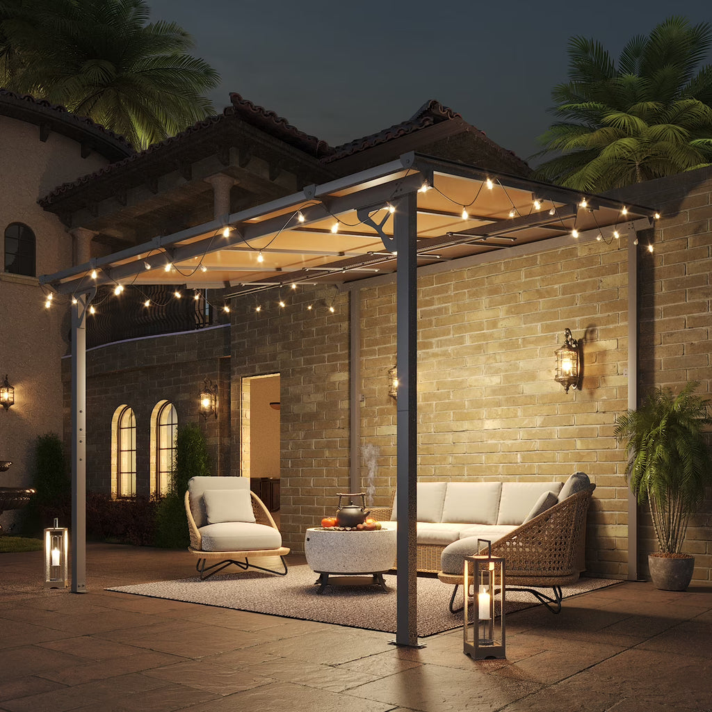 2026 NewAoxun 8' x 5' Gazebo for Patio, Gazebo Pergola with Sloped Roof, Grill Gazebo Large Wall-Mounted Heavy Duty Awnings, for Backyard, Deck, Patio