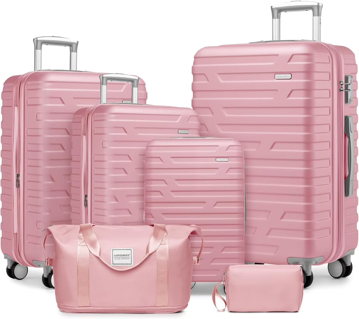 2026 New6-Piece Hardshell Luggage Set with Expandable Spinner Suitcases & TSA Lock, 25% Extra Capacity, Duffel Bag & Toiletry Kit, Cream ABS Suitcases