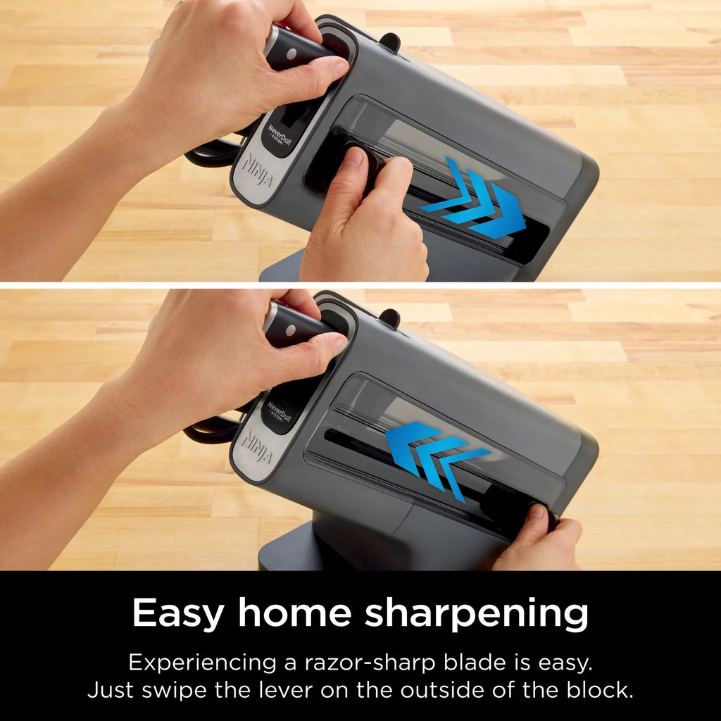 2026 NewNinja NeverDull 14-Piece Stainless Steel Essential Knife System with Built-in Sharpener, K12014 Black/Gray