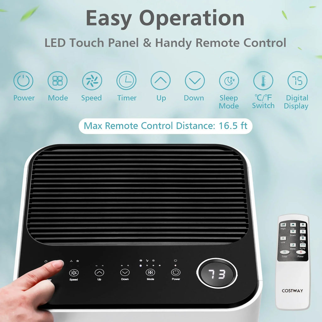 2026 NewCostway 10000 BTU Portable Air Conditioner 3-in-1 Air Cooler with Fan Dehum Sleep Mode