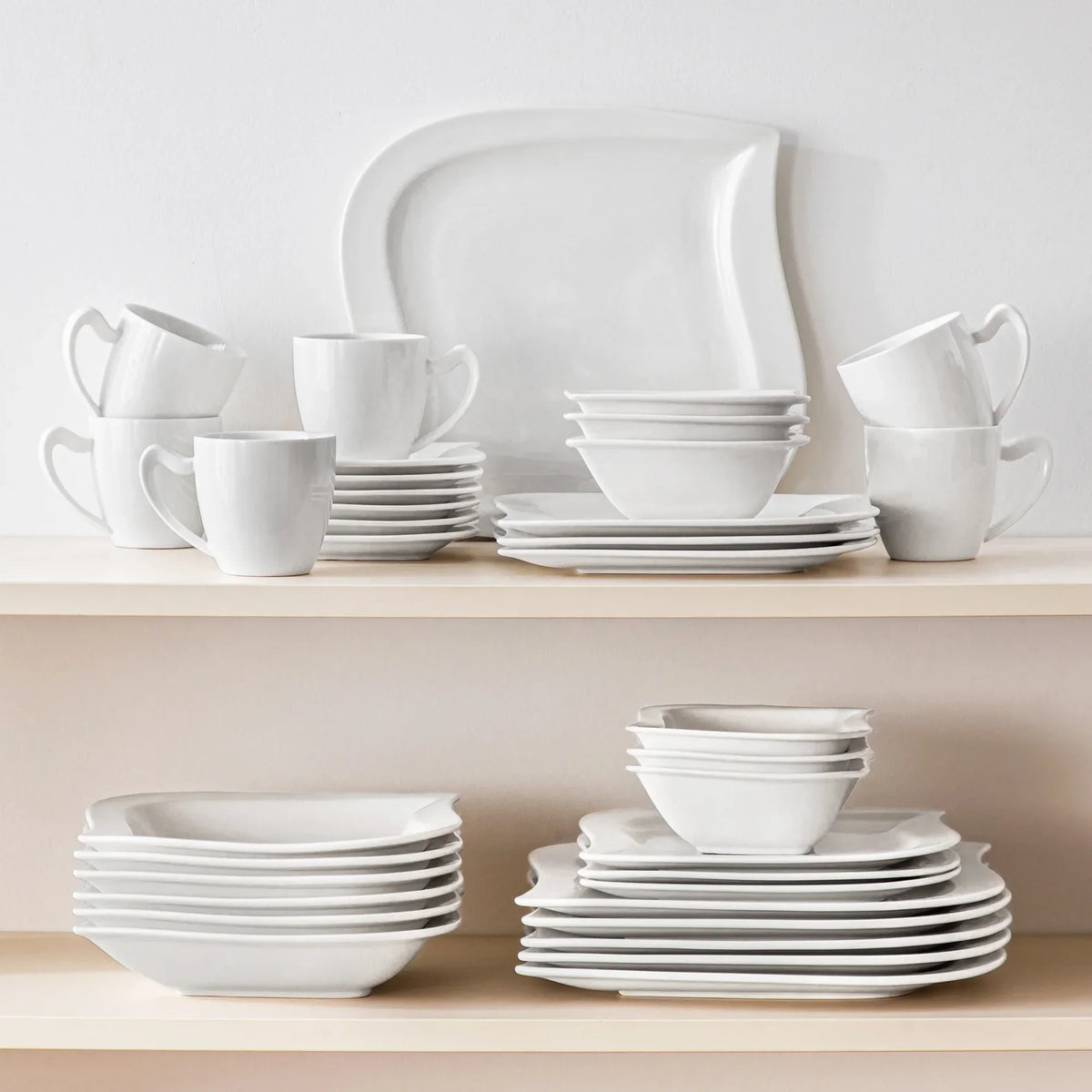 2026 Newvancasso 36 pcs Dinnerware Sets, Plates and Bowls Set for 6, Porcelain Dinner Set, Marble Gray