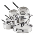 2026 NewKitchenAid 5-Ply Clad 10 Pcs Stainless Steel Cookware Induction Pots and Pans Set, Dishwasher Safe, Metal Utensil, Broiler and Oven Safe to 500" F, Polished Stainless Steel
