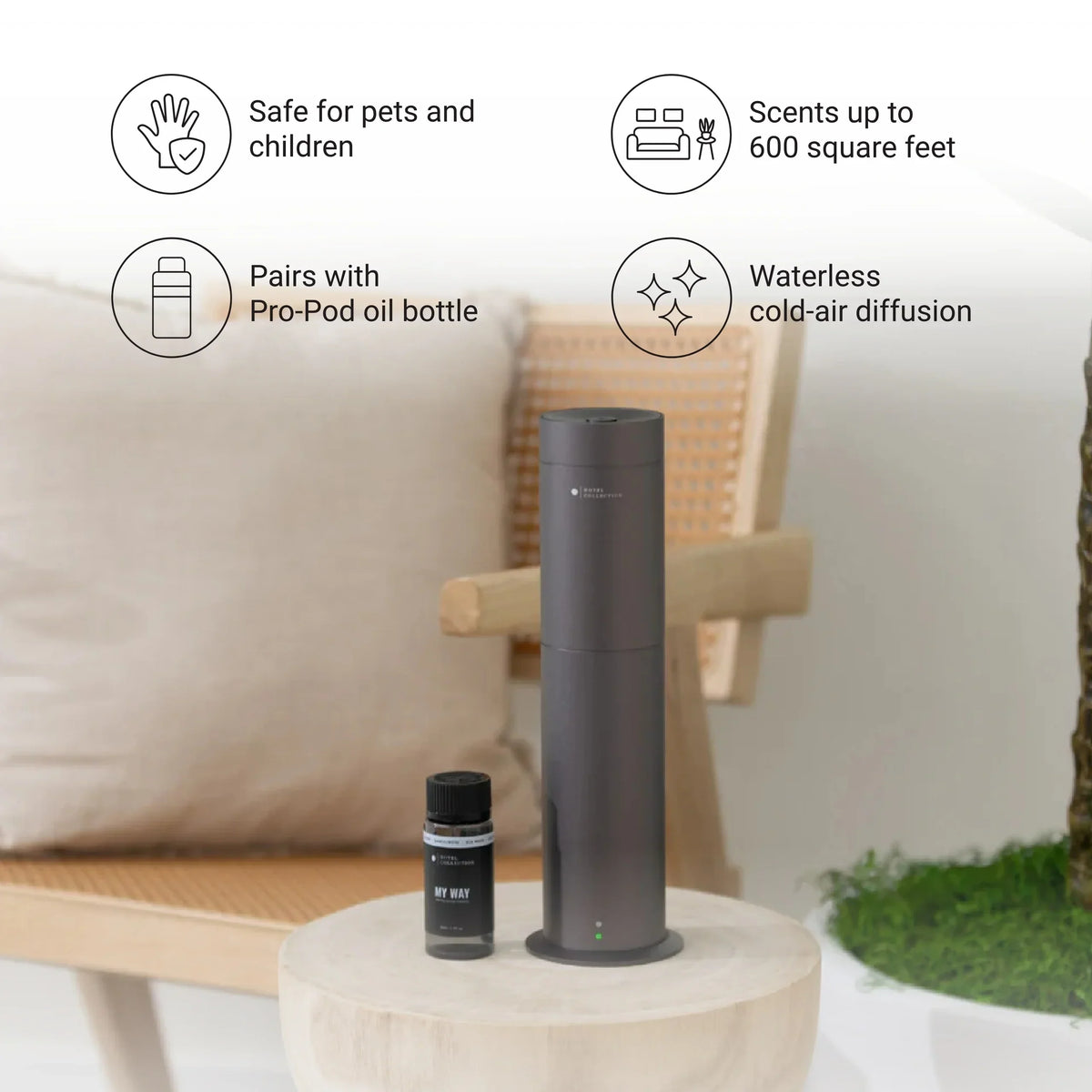 2026 NewHotel Collection | Studio Pro Essential Oil Diffuser | 600 sq ft Coverage | Cordless & Portable with Remote | Cold-Air Diffusion Technology Scent Diffuser | Home, Office & Business - Space Gray