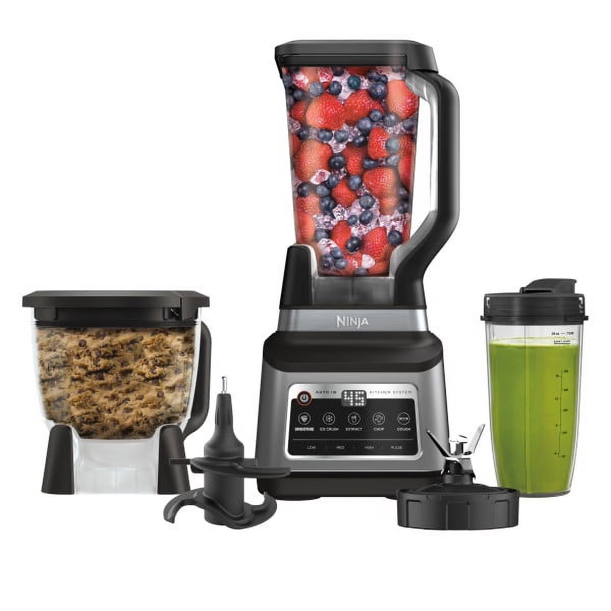 2026 NewNinja Professional Plus Kitchen System, 1400 Watts, 5 Presets for Smoothies, Chopping, Dough with Auto IQ, 72-oz.* Blender Pitcher, 64-oz. Processor Bowl, 24-oz. To-Go Cups, Black, BN800