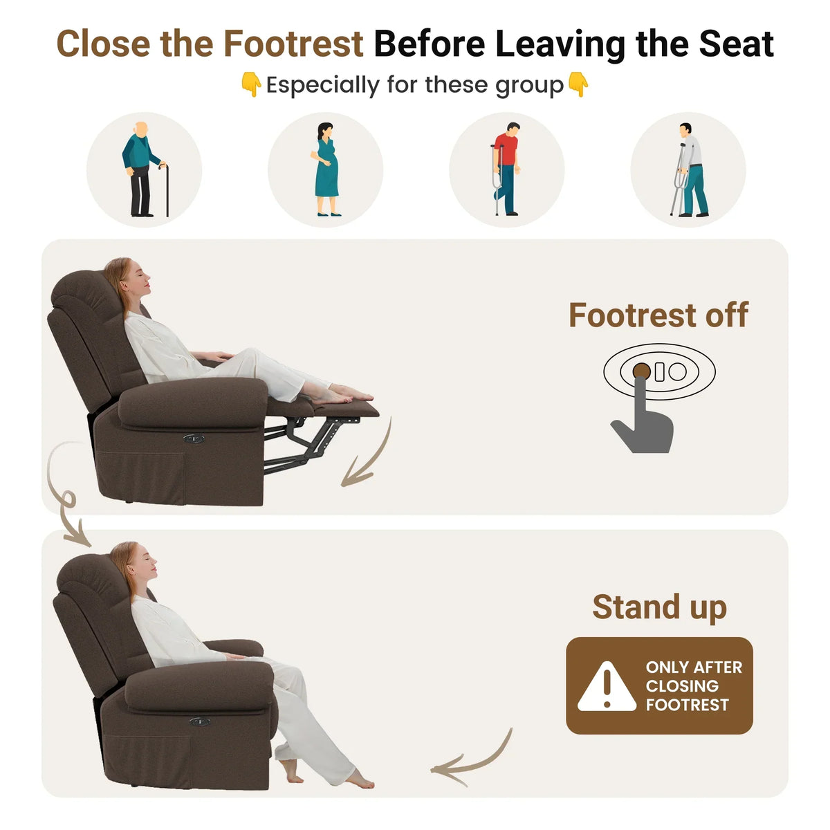 2026 NewPower Recliner Chair,Electric Recline Sofa Chair for Adults with USB Port,Comfy Teddy Fleece Adjustable Cloud Sofa,Tool-Free Setup,Beige White