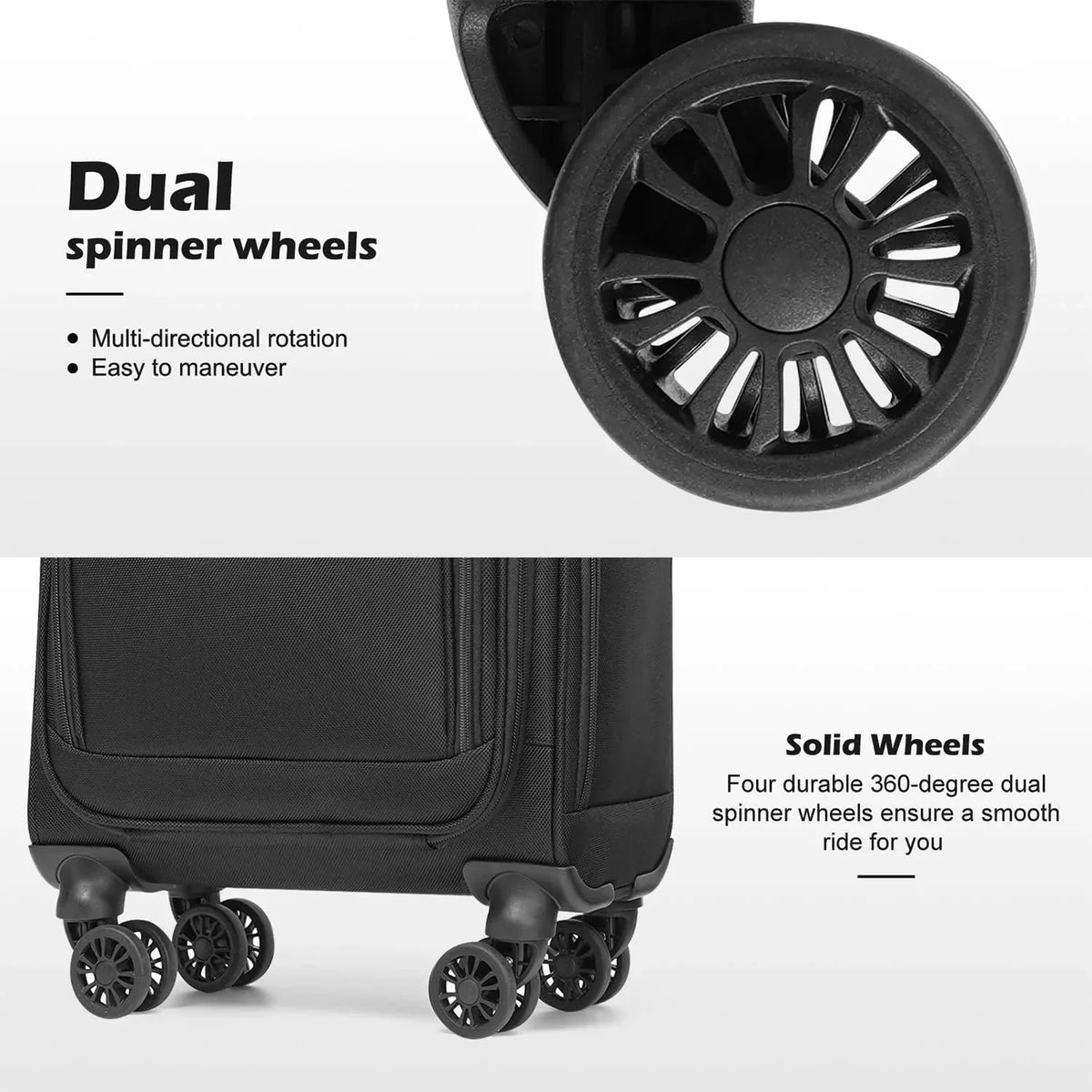2026 NewUnderseat Carry On Luggage Softside Lightweight Rolling Travel Bag Spinner Suitcase