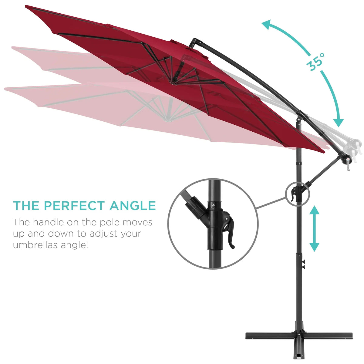 2026 NewBest Choice Products 10ft Offset Hanging Outdoor Market Patio Umbrella w/ Easy Tilt Adjustment - Tan