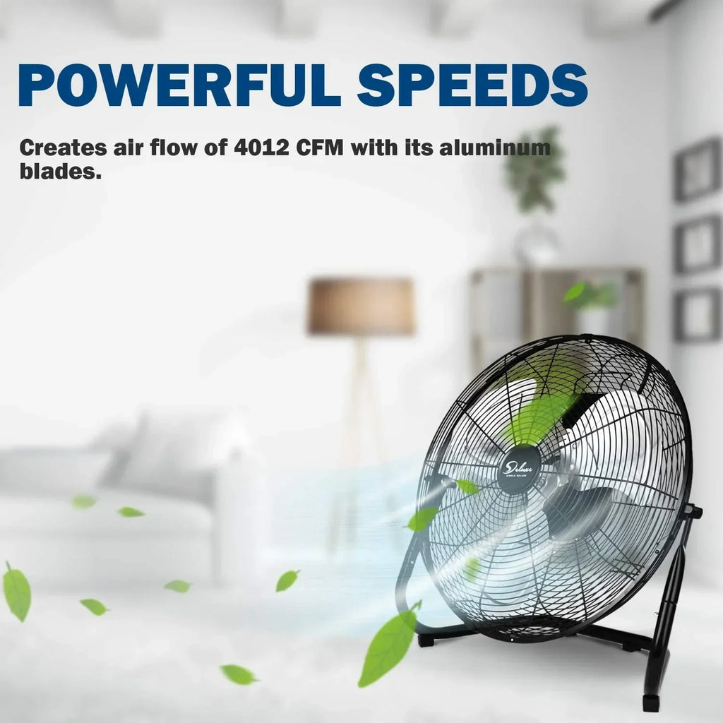 2026 NewSimple Deluxe 18 inch 3-Speed High Velocity Heavy Duty Metal Industrial Floor Fans Quiet for Home Commercial, Black, 2 Pack