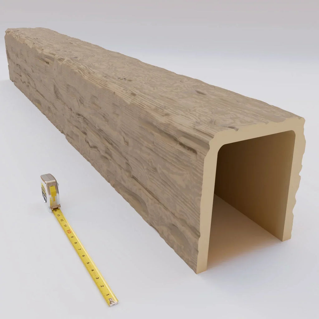 2026 NewEkena Millwork 3 1/2"W x 3 1/2"H x 120"L 3-Sided (U-Beam) Salvaged Timber HeritageTimber Faux Wood Ceiling Beam, Kona Brown