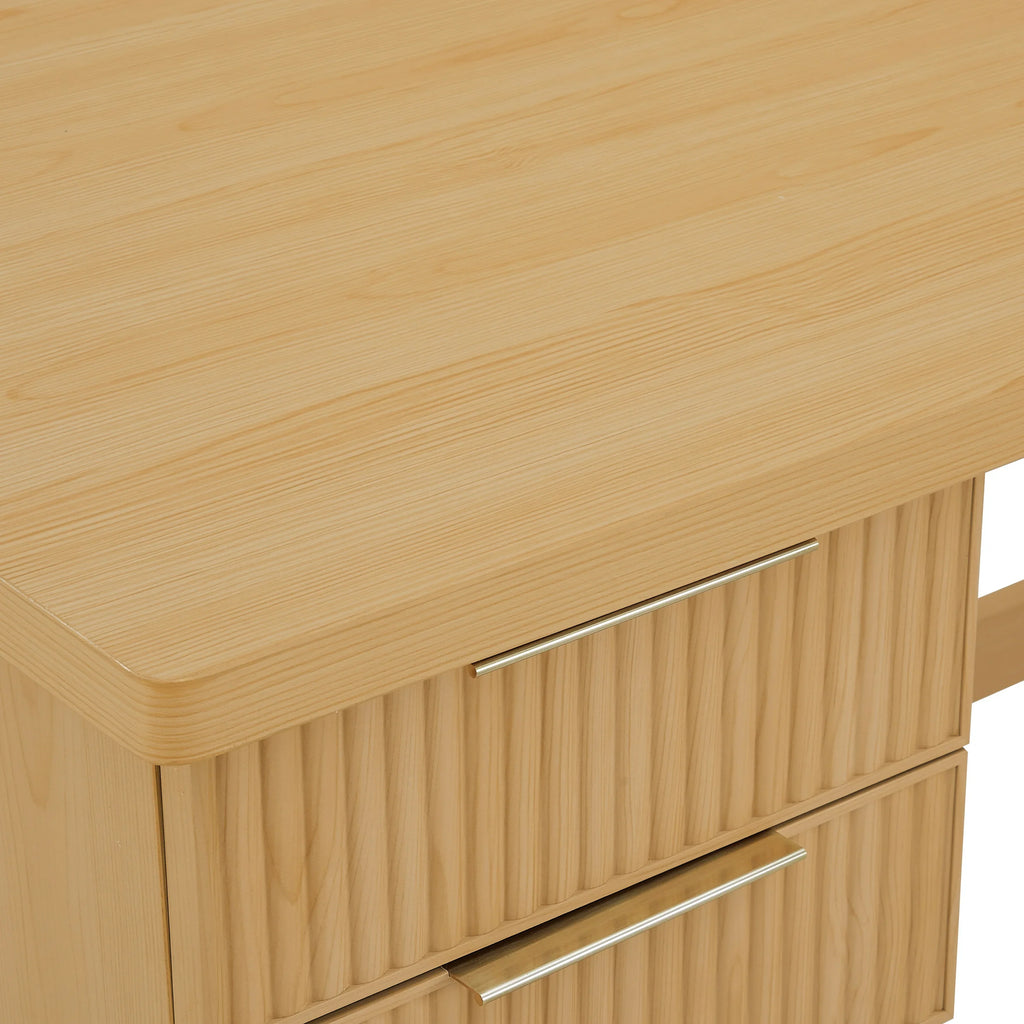2026 NewBetter Homes & Gardens Lillian Fluted L-Shape Desk, Natural Pine Finish