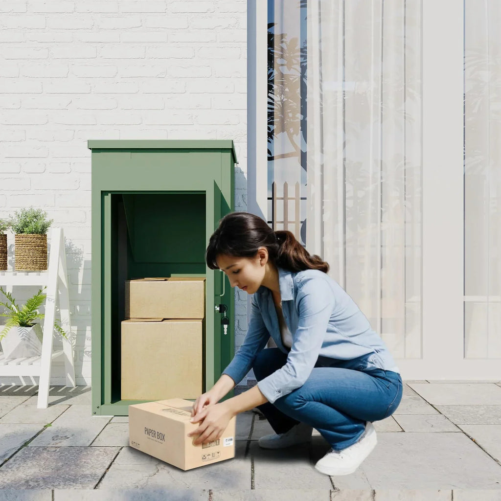 2026 NewAECOJOY Package Delivery Boxes for Outside Parcel Drop Box Outdoor Storage Box Wall Mounted Express Mail Package Delivery Box 17" x 16" x 38.3" Black
