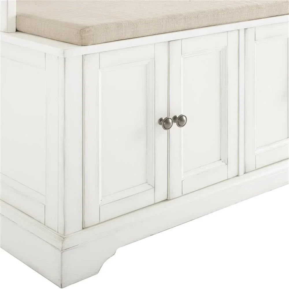 2026 NewBowery Hill Traditional Wood Hall Tree in Seafoam Blue/Oatmeal